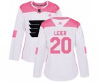 Women Adidas Philadelphia Flyers #20 Taylor Leier Authentic White Pink Fashion NHL Jersey