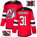 New Jersey Devils #31 Scott Wedgewood Authentic Red Fashion Gold NHL Jersey