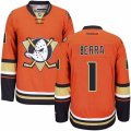Anaheim Ducks #1 Reto Berra Authentic Orange Third NHL Jersey