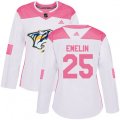 Women Nashville Predators #25 Alexei Emelin Authentic White Pink Fashion NHL Jersey