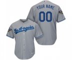 Los Angeles Dodgers Customized Replica Grey Road Cool Base 2018 World Series Baseball Jersey