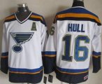 St. Louis Blues #16 Brett Hull White Navy CCM Throwback Stitched NHL Jersey