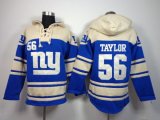 New York Giants #56 Lawrence Taylor blue-cream[pullover hooded sweatshirt]