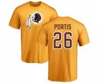Washington Redskins #26 Clinton Portis Gold Name & Number Logo T-Shirt