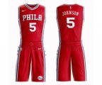 Philadelphia 76ers #5 Amir Johnson Swingman Red Basketball Suit Jersey Statement Edition