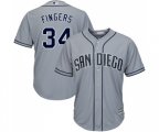 San Diego Padres #34 Rollie Fingers Authentic Grey Road Cool Base Baseball Jersey