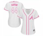 Women's Atlanta Braves #44 Hank Aaron Replica White Fashion Cool Base Baseball Jersey