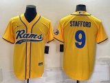 Los Angeles Rams #9 Matthew Stafford Yellow Cool Base Stitched Baseball Jersey