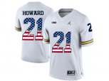 2016 US Flag Fashion-2016 Men's Jordan Brand Michigan Wolverines Desmond Howard #21 College Football Limited Jersey - White