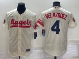 Los Angeles Angels #4 Andrew Velazquez Cream 2022 City Connect Flex Base Stitched Jersey