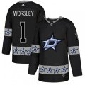 Dallas Stars #1 Gump Worsley Authentic Black Team Logo Fashion NHL Jersey