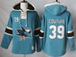 San Jose Sharks #39 Logan Couture Teal Pullover Hoodie Stitched NHL Jersey