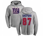 New York Giants #87 Sterling Shepard Ash Name & Number Logo Pullover Hoodie