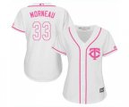 Women's Minnesota Twins #33 Justin Morneau Replica White Fashion Cool Base Baseball Jersey
