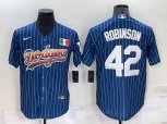 Los Angeles Dodgers #42 Jackie Robinson Rainbow Blue Red Pinstripe Mexico Cool Base Nike Jersey