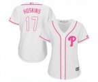 Women's Philadelphia Phillies #17 Rhys Hoskins Authentic White Fashion Cool Base Baseball Jersey