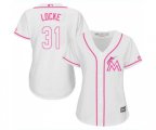 Women's Miami Marlins #31 Jeff Locke Replica White Fashion Cool Base Baseball Jersey