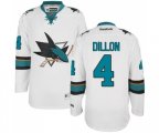 Reebok San Jose Sharks #4 Brenden Dillon Authentic White Away NHL Jersey