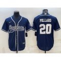 Dallas Cowboys #20 Tony Pollard Navy With Patch Cool Base Stitched Baseball Jersey