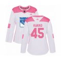 Women New York Rangers #45 Kaapo Kakko Authentic White Pink Fashion Hockey Jersey