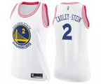 Women's Golden State Warriors #2 Willie Cauley-Stein Swingman White Pink Fashion Basketball Jersey