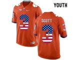 2016 US Flag Fashion Youth Clemson Tigers Artavis Scott #3 College Football Limited Jersey - Orange