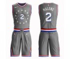 Philadelphia 76ers #2 Moses Malone Swingman Gray Basketball Suit Jersey - City Edition