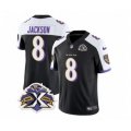 Baltimore Ravens #8 Lamar Jackson Black White 2023 F.U.S.E Throwback Vapor Limited Stitched Jersey