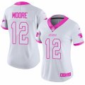 Women Carolina Panthers #12 D.J. Moore Limited White Pink Rush Fashion NFL Jersey