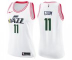 Women's Utah Jazz #11 Dante Exum Swingman White Pink Fashion Basketball Jersey