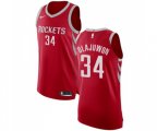 Houston Rockets #34 Hakeem Olajuwon Authentic Red Road Basketball Jersey - Icon Edition