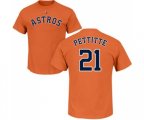 Houston Astros #21 Andy Pettitte Orange Name & Number T-Shirt
