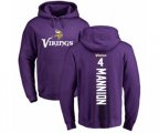 Minnesota Vikings #4 Sean Mannion Purple Backer Pullover Hoodie