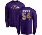 Baltimore Ravens #54 Tyus Bowser Purple Name & Number Logo Long Sleeve T-Shirt