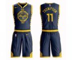 Golden State Warriors #11 Klay Thompson Authentic Navy Blue Basketball Suit Jersey - City Edition