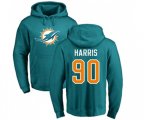 Miami Dolphins #90 Charles Harris Aqua Green Name & Number Logo Pullover Hoodie