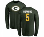 Green Bay Packers #5 Paul Hornung Green Name & Number Logo Long Sleeve T-Shirt