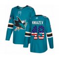 San Jose Sharks #49 Artemi Kniazev Authentic Teal Green USA Flag Fashion Hockey Jersey