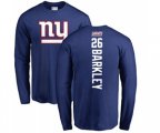New York Giants #26 Saquon Barkley Royal Blue Backer Long Sleeve T-Shirt