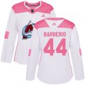 Women's Colorado Avalanche #44 Mark Barberio Authentic White Pink Fashion NHL Jersey