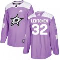 Dallas Stars #32 Kari Lehtonen Authentic Purple Fights Cancer Practice NHL Jersey