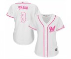 Women's Milwaukee Brewers #8 Ryan Braun Replica White Fashion Cool Base Baseball Jersey