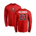 Tampa Bay Buccaneers #23 Deone Bucannon Red Name & Number Logo Long Sleeve T-Shirt