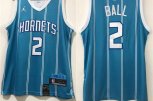 Charlotte Hornets #2 LaMelo Ball Blue 2021 Brand Jordan City Edition Swingman Jersey With The Sponsor Logo