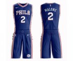 Philadelphia 76ers #2 Moses Malone Swingman Blue Basketball Suit Jersey - Icon Edition