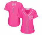 Women's Washington Nationals #1 Wilmer Difo Authentic Pink Fashion Cool Base Baseball Jersey