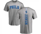 Philadelphia 76ers #5 Amir Johnson Ash Backer T-Shirt