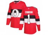 Adidas Ottawa Senators #1 Mike Condon Red Authentic 2017 100 Classic Stitched NHL Jersey