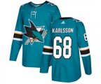 Adidas San Jose Sharks #68 Melker Karlsson Premier Teal Green Home NHL Jersey
