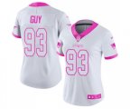 Women New England Patriots #93 Lawrence Guy Limited White Pink Rush Fashion Football Jersey